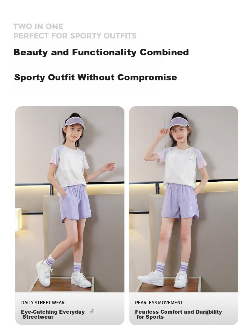 Moonkids Girls Sports Set Kids 2026 New Quick-Dry Ice Silk Shorts Badminton Training Clothes for Girls 11
